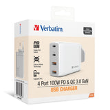 Verbatim 4 Port 100W PD 3.0 & QC 3.0 GaN USB充電器 (66545/66546)