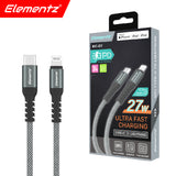 Elementz MFI NIC Certified Cable (Type-C to Lightning)