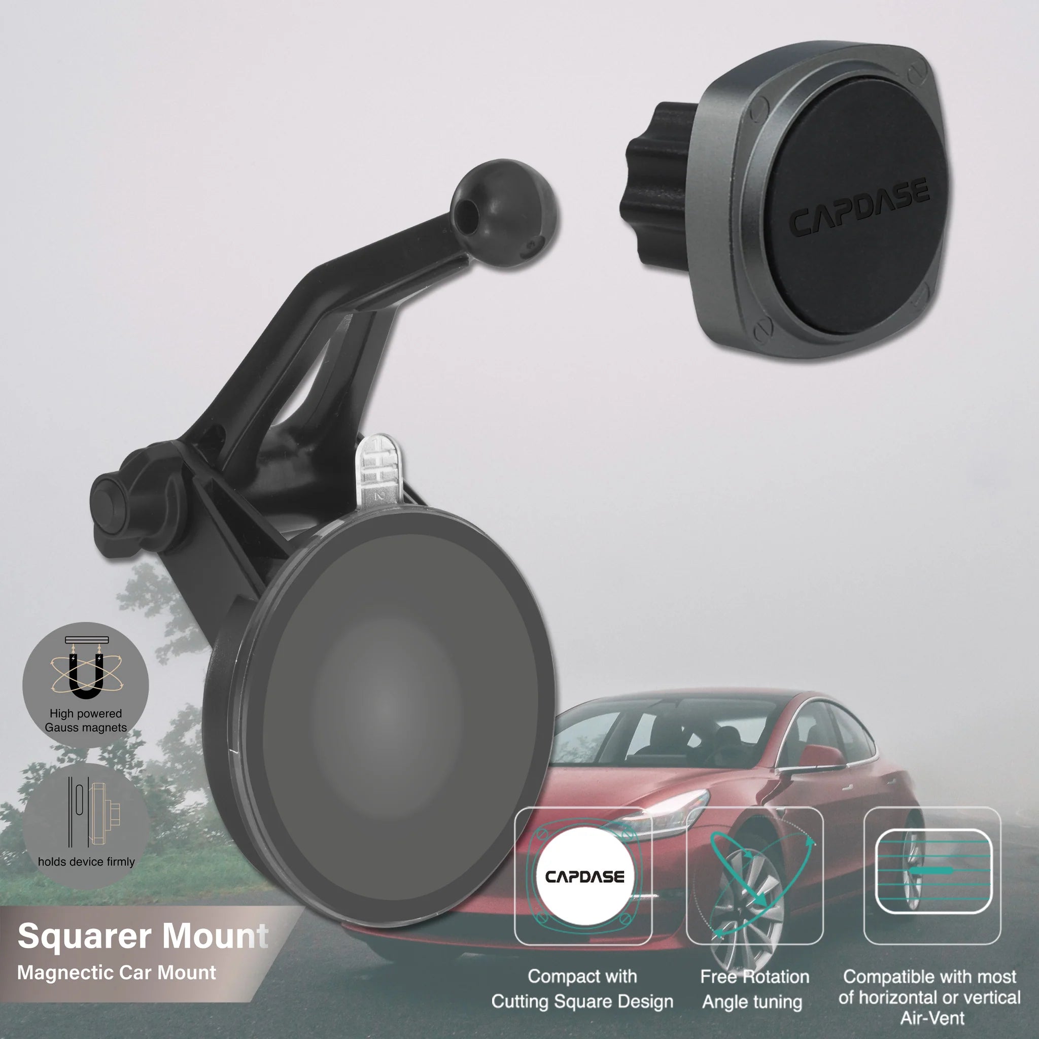 CAPDASE SQUARER Magnetic Car Mount Vent Base - T-140 for Tesla