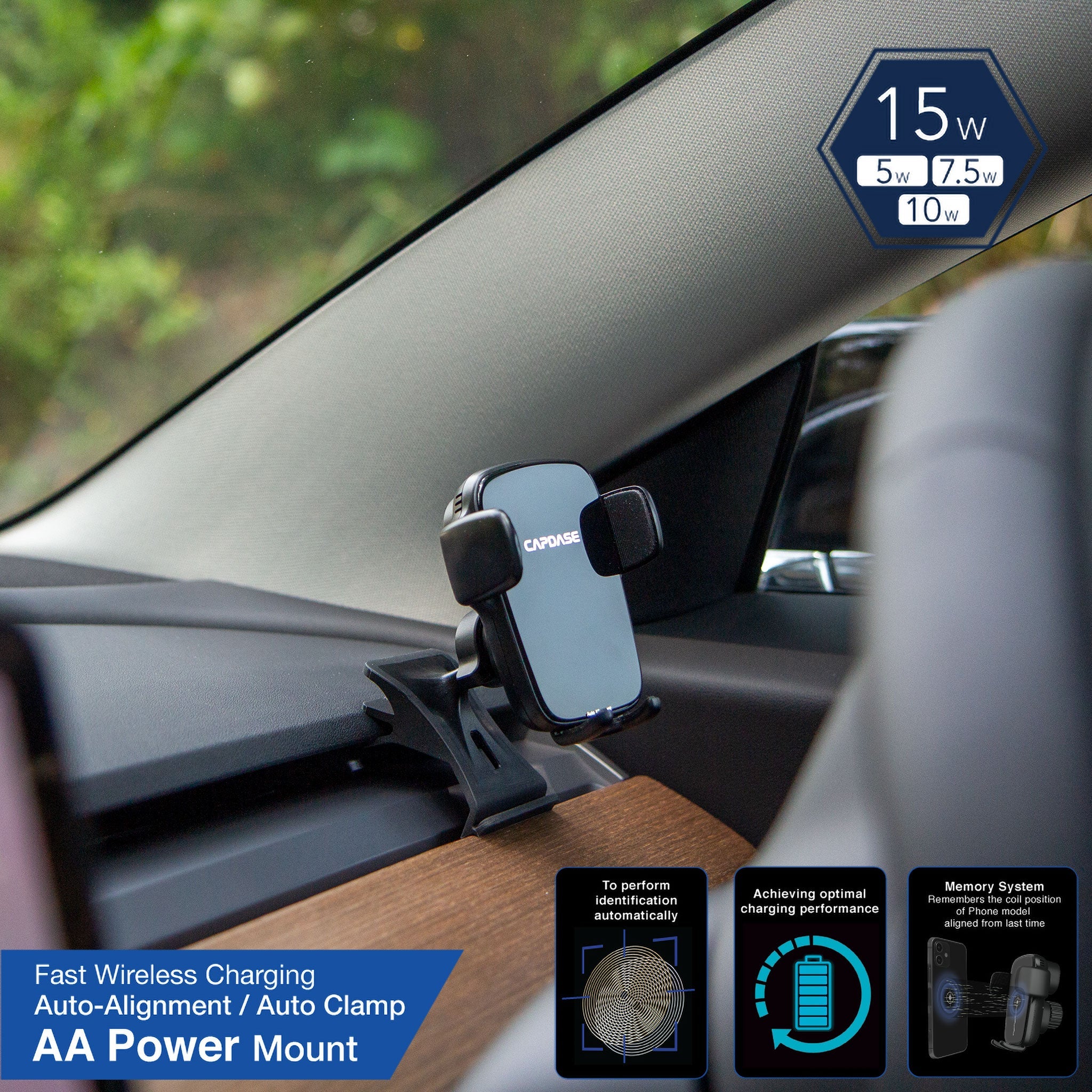 CAPDASE AA Power Fast Wireless Charging Auto-Clamp & Auto