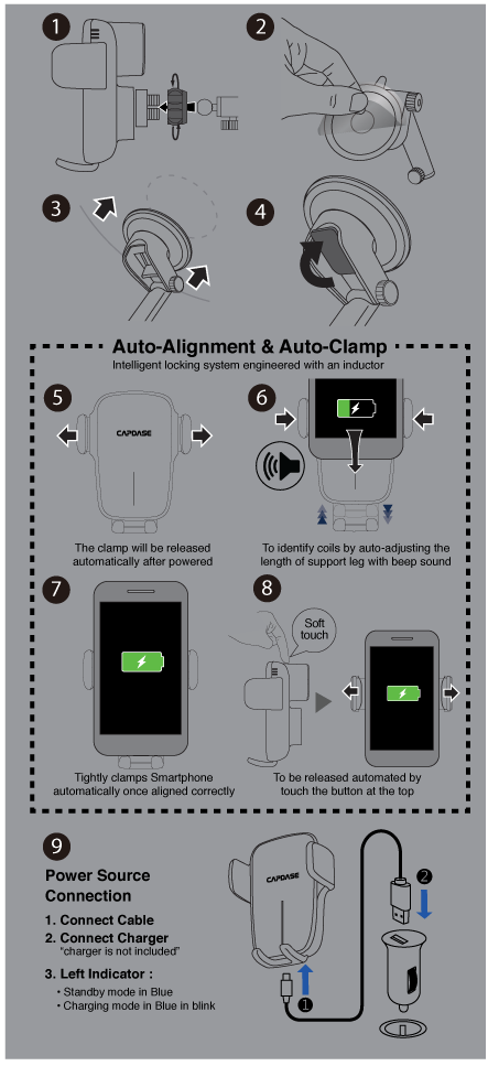 CAPDASE AA Power Fast Wireless Charging Auto-Clamp & Auto-Alignment Ca –  Chill Point Digital