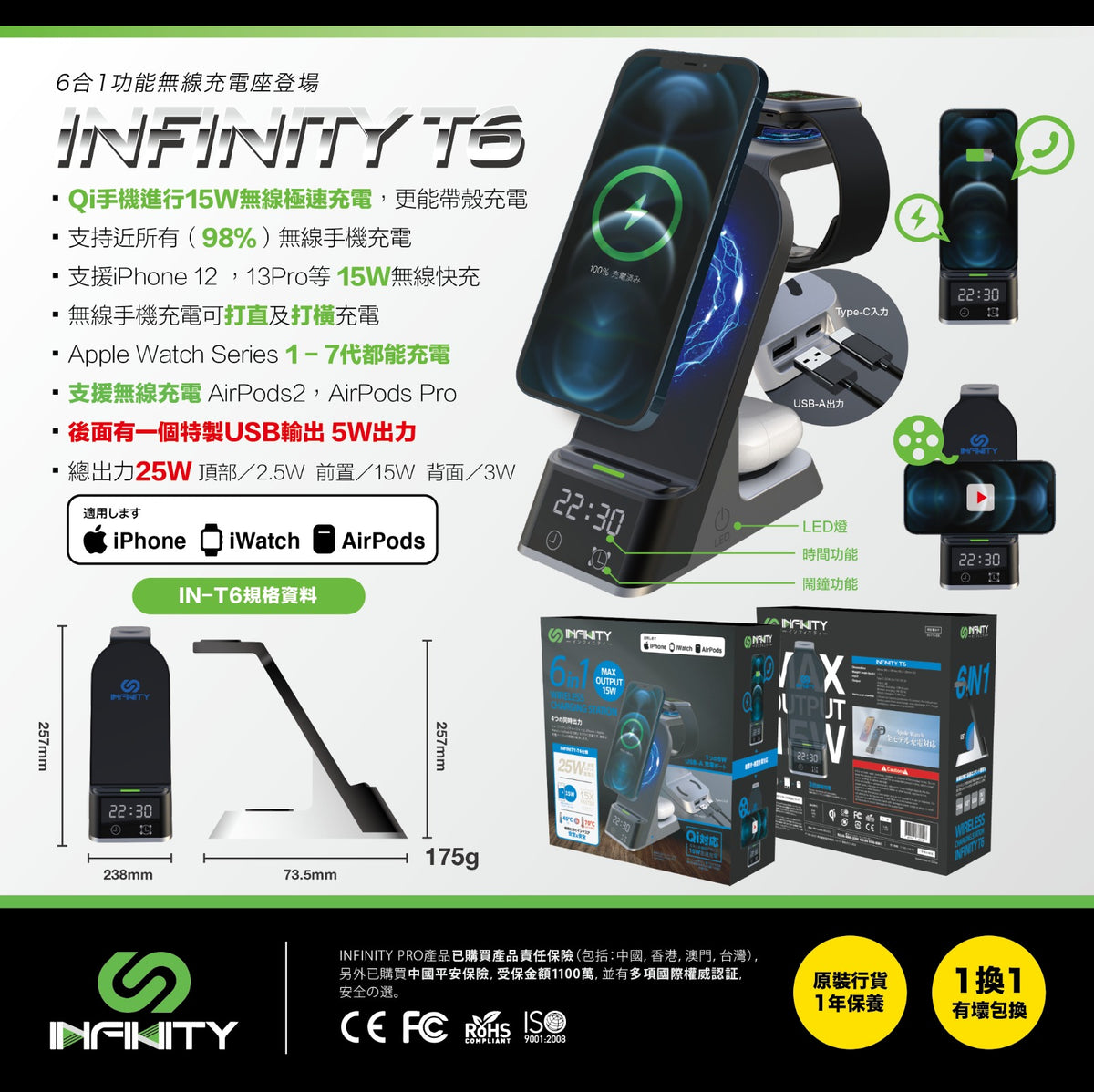 INFINITY T6 6合1多功能無線充電座 – Chill Point Digital