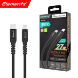 Elementz MFI NIC Certified Cable (Type-C to Lightning)